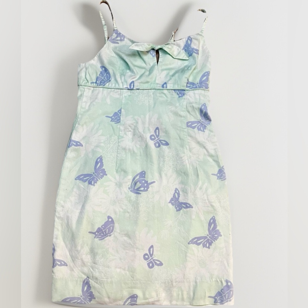 Vintage Lilly Pulitzer Butterfly Print Shift Dress - Mint & Purple - Size 6